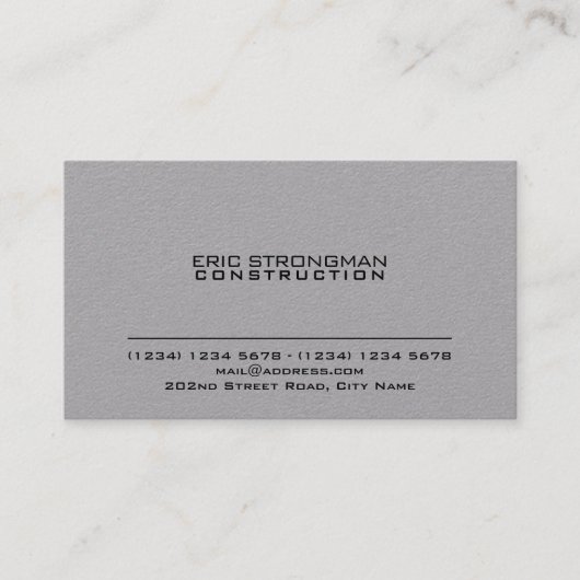 セメントのクラフトのシンプルでミニマルな灰色のスタイル 名刺 (正面)