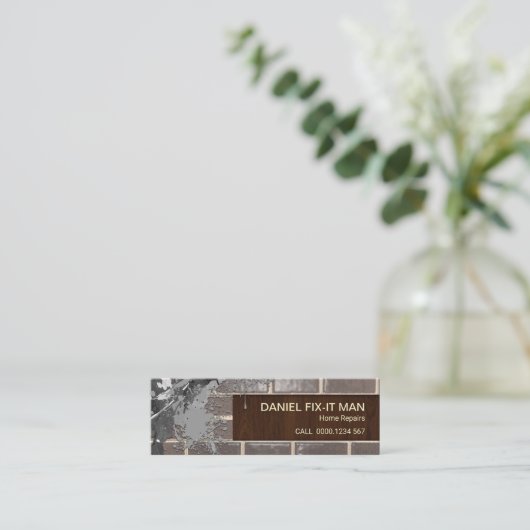 セメントの(ばちゃばちゃ)跳ねるの煉瓦積みの罰金木穀物 スキニー名刺 (スタンド正面)