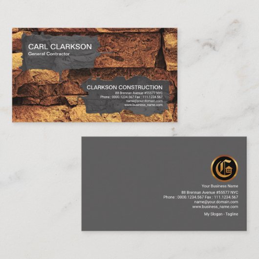 セメントは大きい石の建築業者で動作します 名刺 (正面/裏面)