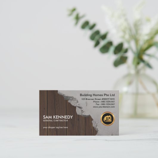 セメントは木製の羽目板の建築業者を働かせます 名刺 (スタンド正面)
