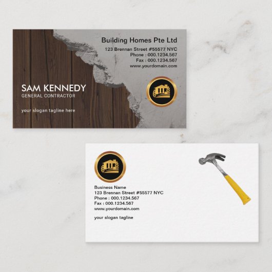 セメントは木製の羽目板の建築業者を働かせます 名刺 (正面/裏面)