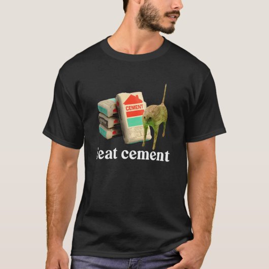 セメントを食べる呪われた猫 冗談みたいに具体的でダンクな Tシャツ (正面)