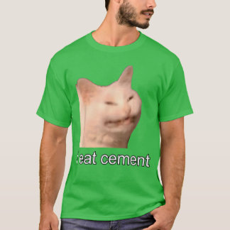 セメントを食べる呪われた猫 奇妙なネタTシャツ Tシャツ