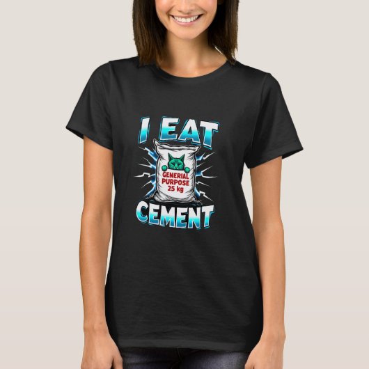 セメントを食べる汎用ネコ Tシャツ (正面)