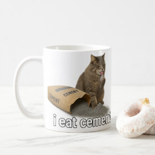 セメントを食べる猫の面白いミーム セメントを食べるTシャツ コーヒーマグカップ