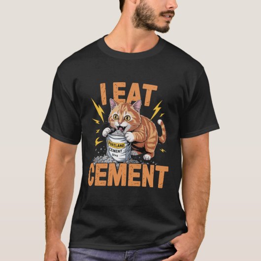 セメントを食べる 面白い ネコ ミーム Tシャツ | ウイルス  (正面)