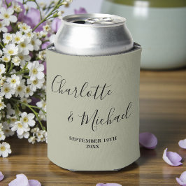 セメントグレー手書き風シンプルな結婚式 缶クーラー