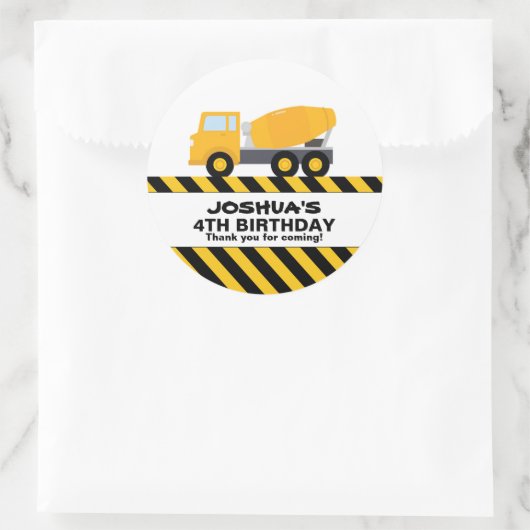 セメントトラック建築誕生日パーティーのお願い ラウンドシール (バッグ)