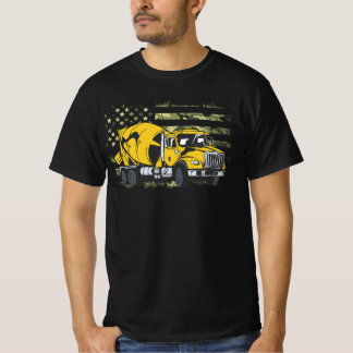 セメントトラック運転用コンクリートミキサーカモフラージエマー Tシャツ