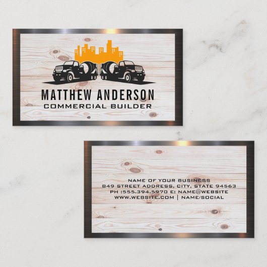 セメントトラック |金属(木材) |建築 名刺 (正面/裏面)