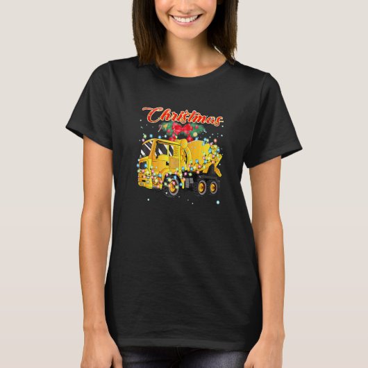セメントミキサートラック クリスマス Tシャツ (正面)