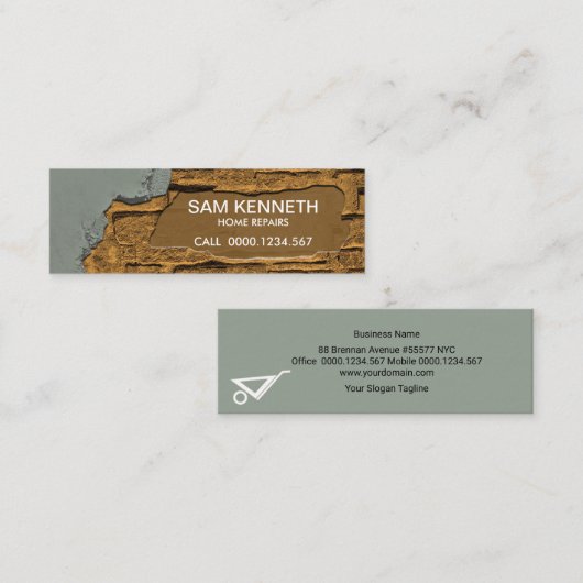 セメント工場古いレンガ壁の自宅修理 スキニー名刺 (正面/裏面)