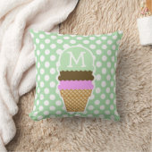 セラドングリーン水玉模様;アイスクリームコーン クッション (ブランケット)