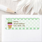 セラドングリーン水玉模様;アイスクリームコーン ラベル (インサイチュ)