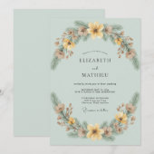 セラドンゴールドリースの結婚式 招待状 (正面/裏面)
