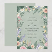 セラドンミドウの野の花の結婚式 招待状 (正面/裏面)