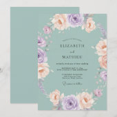 セラドン・ダスティモーブの芍薬の結婚式 招待状 (正面/裏面)