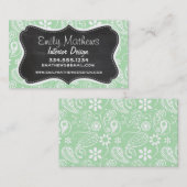 セラドン パイスロン; 花柄; 黒板のような見た目 名刺 (正面/裏面)