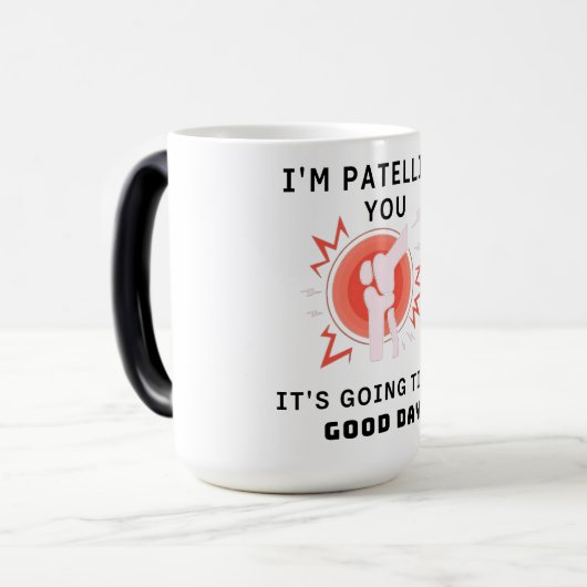 セラピストおもしろいパンジョークそれがティビアに行っている モーフィングマグカップ (正面左)