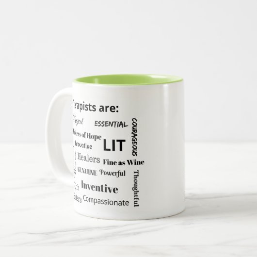 セラピストは次のとおりです: ツートーンマグカップ (正面左)