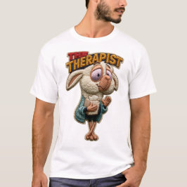 セラピストをテーマにしたユーモラスな羊の刺繍パッチギフト Tシャツ