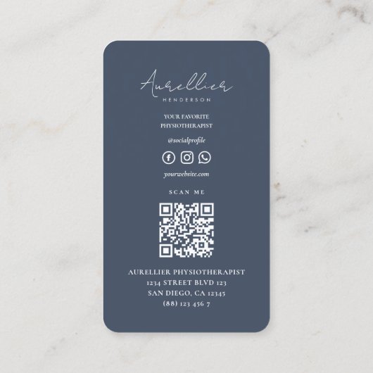 セラピストエレガント理学療法士ブルーチャーム 名刺 (裏面)