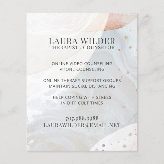 セラピストカウンセラーのオンラインまたは電話チラシ チラシ (正面)