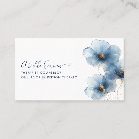 セラピストカウンセラーセリーンインディゴウォーターカラー 名刺 (正面)