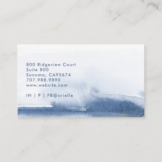 セラピストカウンセラーセリーンインディゴウォーターカラー 名刺 (裏面)