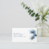 セラピストカウンセラーセリーンインディゴウォーターカラー 名刺 (スタンド正面)