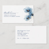 セラピストカウンセラーセリーンインディゴウォーターカラー 名刺 (正面/裏面)