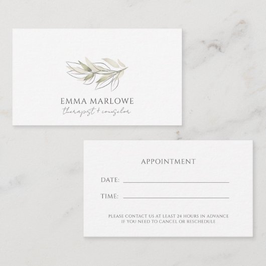 セラピストカウンセラー事業とアポイントメントカード 名刺 (正面/裏面)