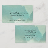 セラピストカウンセラー抽象芸術ブルーグリーンウォーター色 名刺 (正面/裏面)