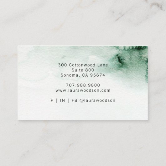 セラピストカウンセラー抽象芸術水彩緑 名刺 (裏面)