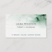 セラピストカウンセラー抽象芸術水彩緑 名刺 (正面)