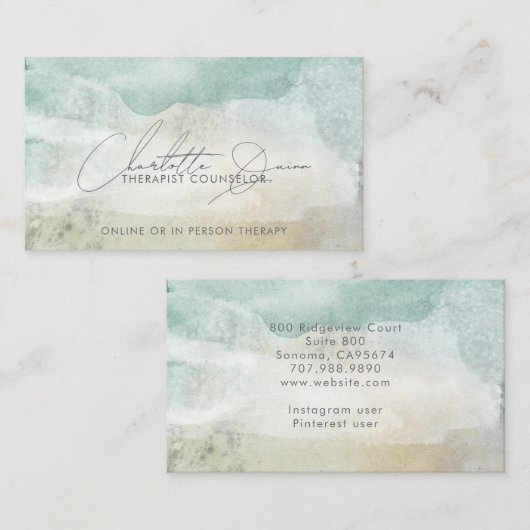セラピストカウンセラー穏やかな抽象芸術手書 名刺 (正面/裏面)
