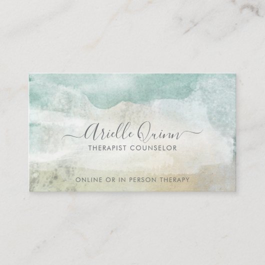 セラピストカウンセラー穏やかな抽象芸術水の色 名刺 (正面)