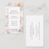 セラピストカウンセラー穏やかな花の水彩洗剤 名刺 (正面/裏面)