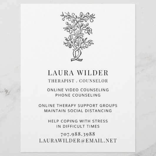 セラピストカウンセラー電話によるオンライン チラシ (正面)