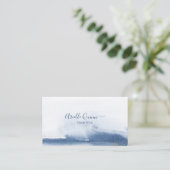 セラピストカウンセラー青抽象芸術水彩 名刺 (スタンド正面)