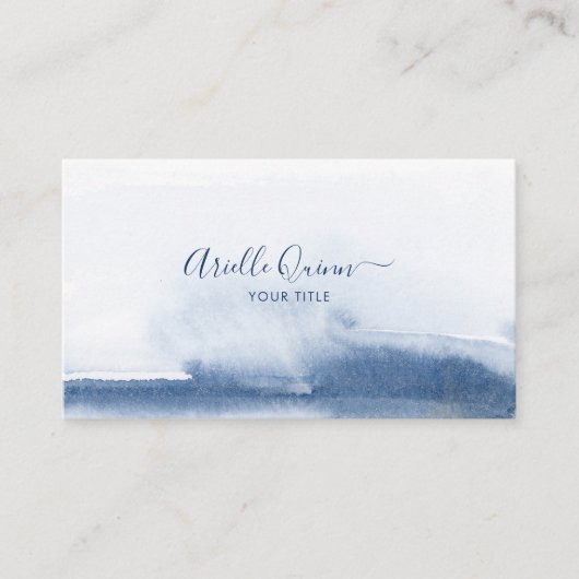 セラピストカウンセラー青抽象芸術水彩 名刺 (正面)