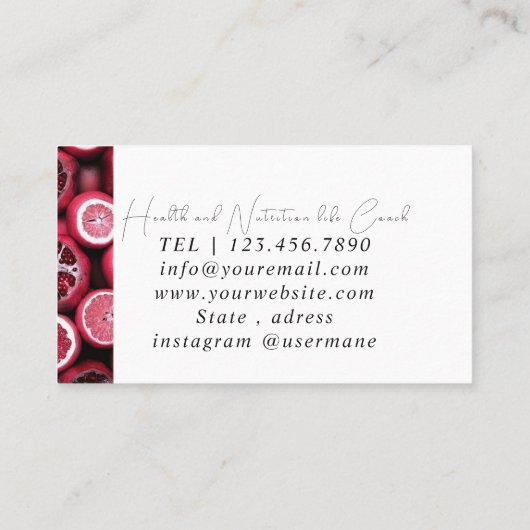 セラピストカスタムのプロフェッショナル栄養 名刺 (裏面)