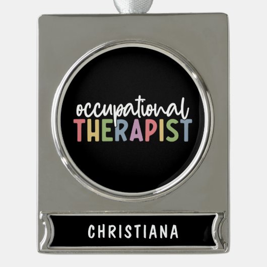 セラピストカスタムOTギフト シルバープレートバナーオーナメント (正面)
