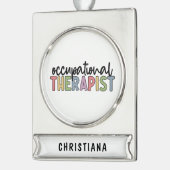 セラピストカスタムOTギフト シルバープレートバナーオーナメント (左)