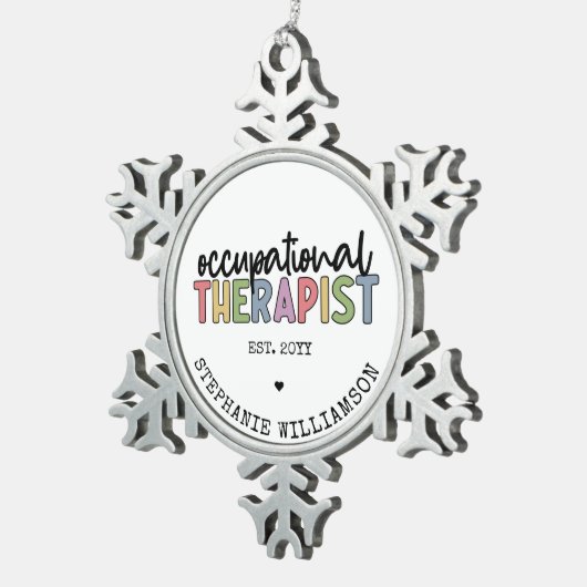 セラピストカスタムOTギフト スノーフレークピューターオーナメント (右)