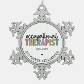 セラピストカスタムOTギフト スノーフレークピューターオーナメント (正面)