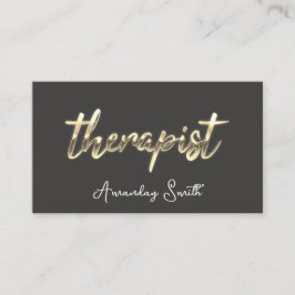 セラピストゴールデンスクリプトQRコードロゴグレー 名刺