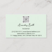 セラピストゴールデンスクリプトQRコードロゴミントグリーン 名刺 (裏面)