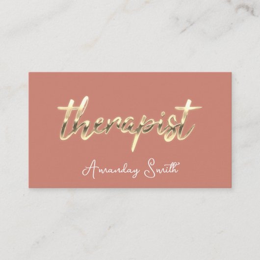 セラピストゴールデンスクリプトQRコードロゴ自然バラ 名刺 (正面)