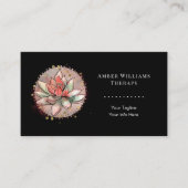 セラピストスパ多肉質ヨガヒーリングQRコードブラック 名刺 (正面)